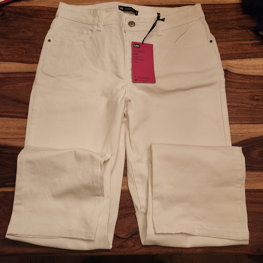 Lee White Straight Leg Jeans Minimalist Design - Picture 5 of 12